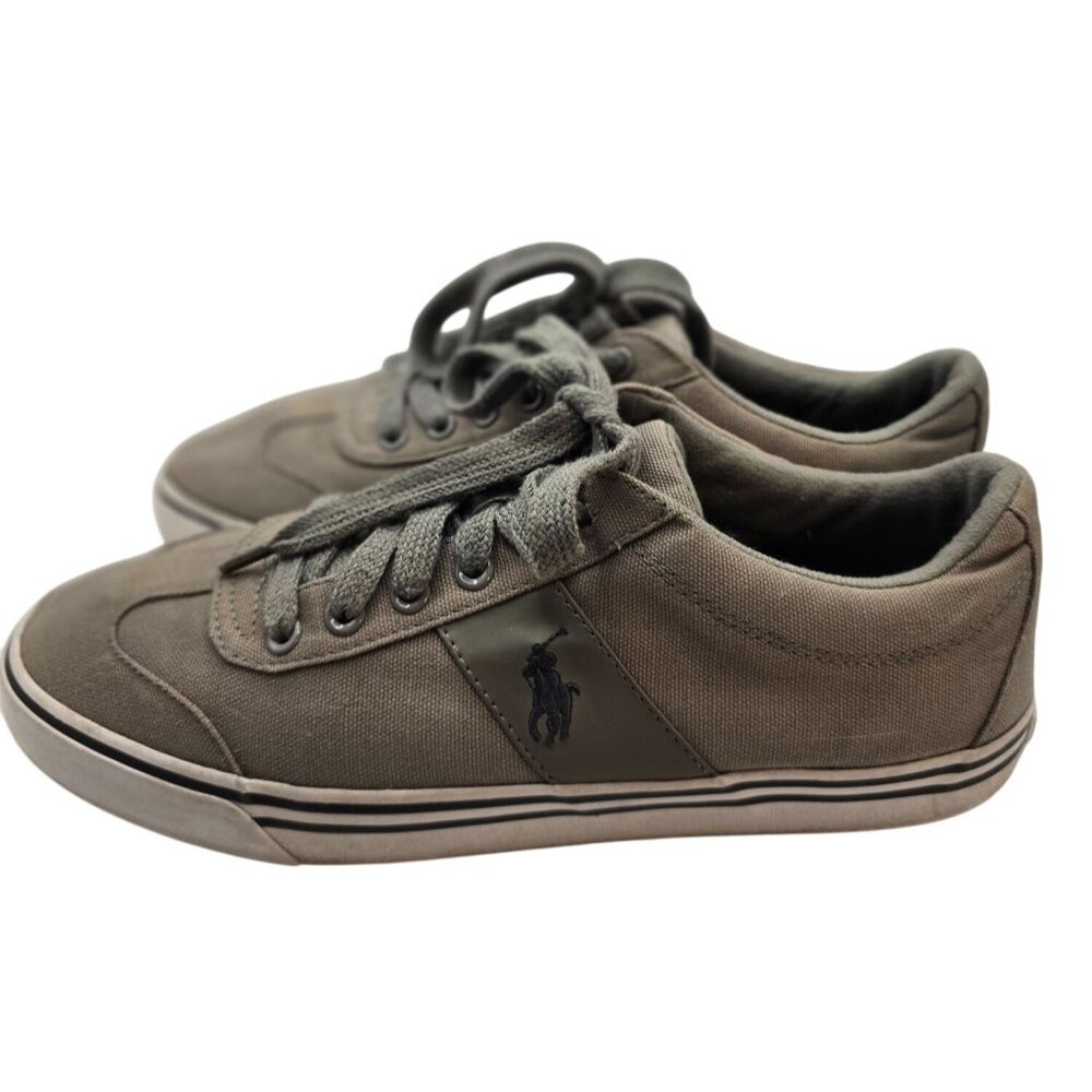 Ralph Lauren Polo Men's Hanford Sneakers Size 9.5 Low Top Gray Lace Shoes